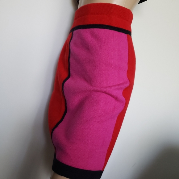 VTG 80s 90s ESCADA COLOR BLOCK WOOL SKIRT - Picture 3 of 4